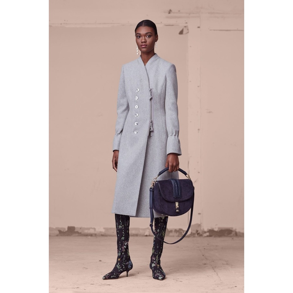 Altuzarra Peacoat Front Zip Long Wool Cashmere Blend Coat Reg. $2,425 Medium